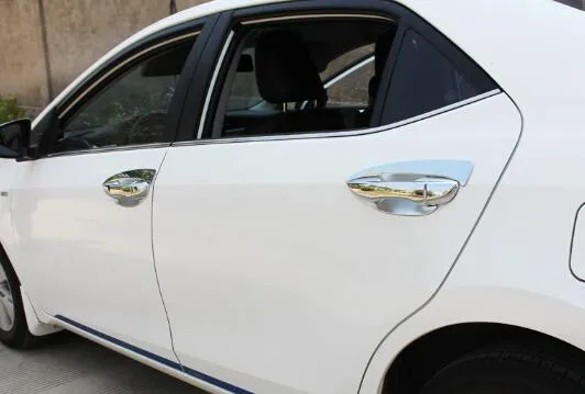 Hochwertiges ABS-Chrom, 4 Stück, dekorative Schutzabdeckung für Autotürgriffe + 4 Stück Türgriff-Dekorationsschale für Toyota Corolla 2014–2018