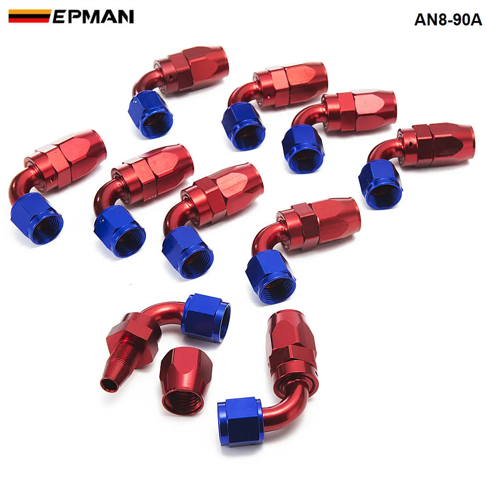 EPMMA -10 SZTUK / zestaw 90degree Wysoka wydajność AN8 Montaż zamykania końcówki oleju aluminiowego węża montażowego AN8-90A