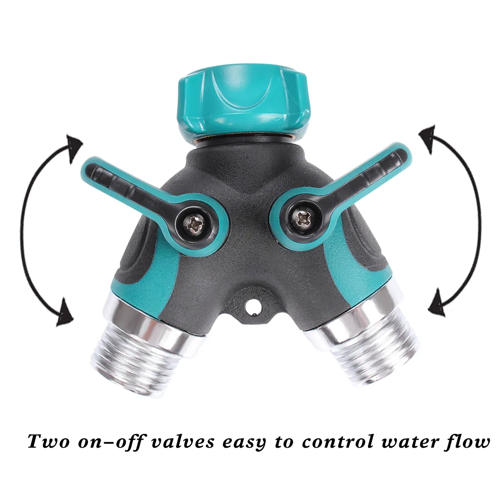 정원 및 가정 생활에 적합한 4 개의 고무 와셔로 2 웨이 Y 가든 호스 스플리터 고무 처리 그립 수도꼭지 어댑터 급수 보조