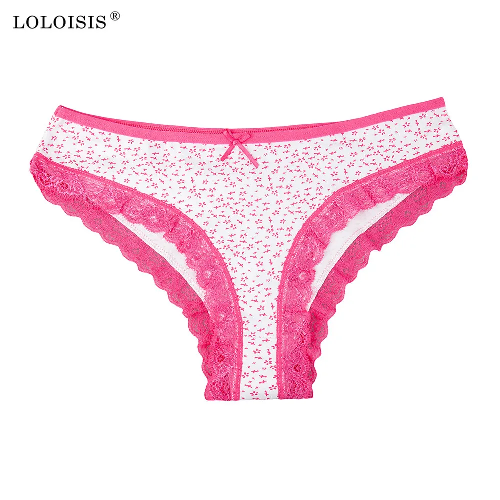 LOLOISIS Sexy Cotton Panties Women Cute Lace Briefs Women