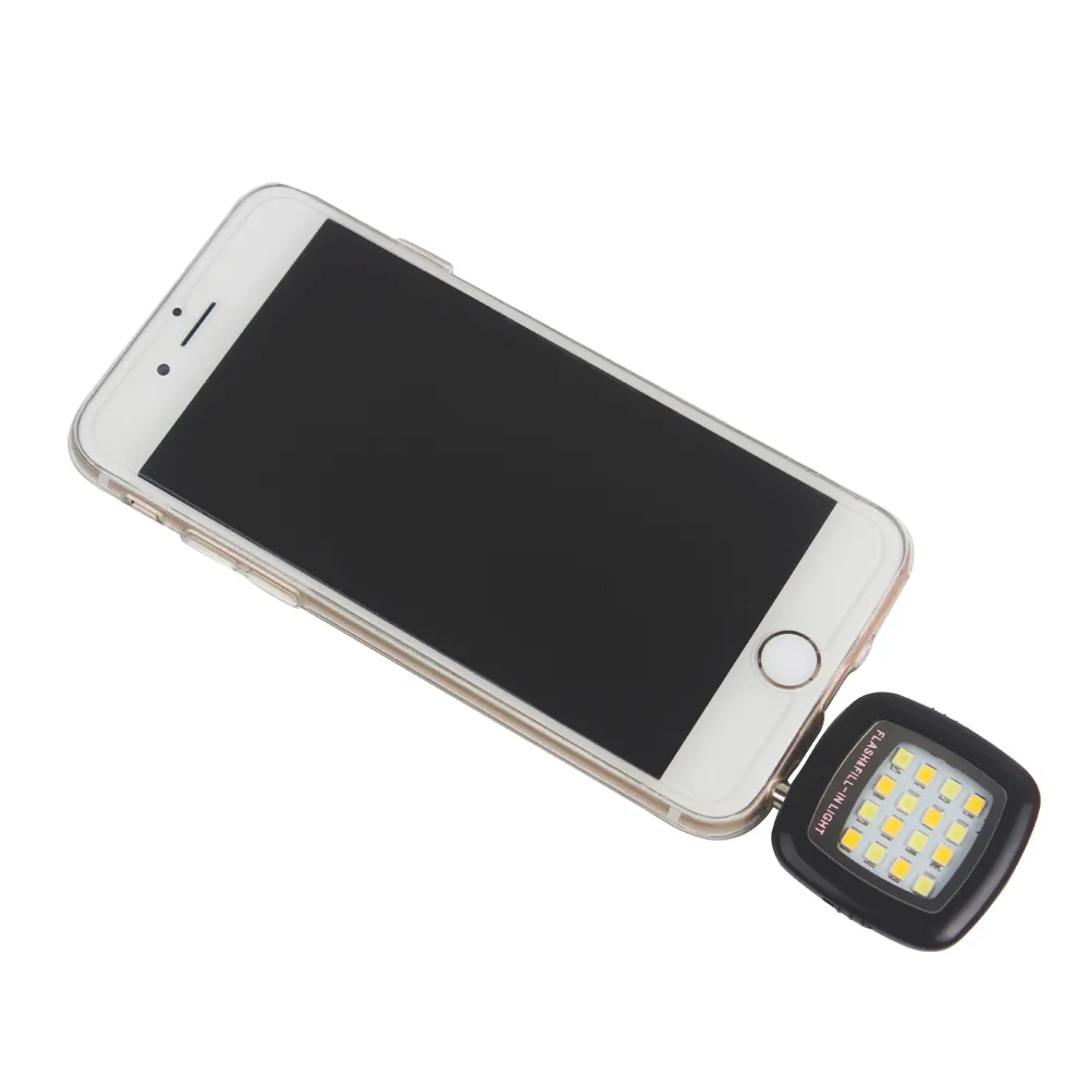 Mini Smartphone Portable LED Flash lumière de remplissage 16 LED s pour iPhone IOS Android téléphone Portable caméra Selfie lumière de remplissage 16 LED s