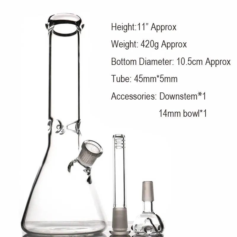 Hookah Glass Bong 10.7 "zlewki Podstawowe rurki wodne odsuń grube materiał do palenia bongów