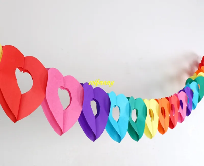 coloré papier guirlande saint valentin enfants fête d'anniversaire bannière mariage accrocher fanions mariage bannière drapeaux