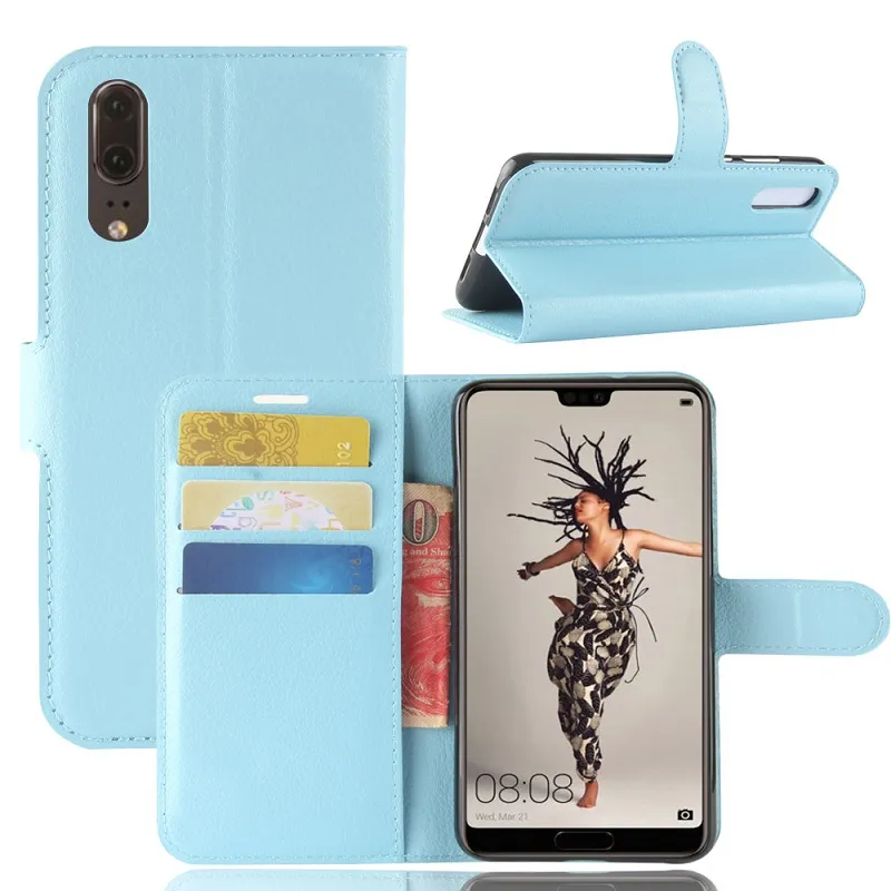 Kitaplık Huawei P20 Pro Için TPU Deri Çevirme cüzdan kılıf ile Huawei P20 Lite kickstand ile ağır vaka DHL ücretsiz