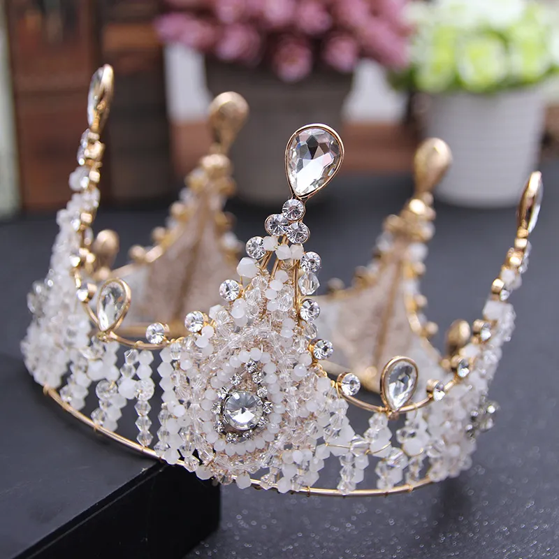 Luksusowa Korona Ślubna Rhinestone Kryształy Królewskie Ślub Królowa Korony Księżniczka Kryształ Barok Przyjęcie urodzinowe Tiaras Sweet 16