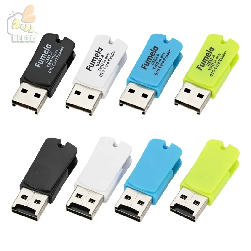 2in1 Universal Card Reader Mobile phone PC card reader Micro USB OTG Card Reader OTG TF SD memory android otg lot279m