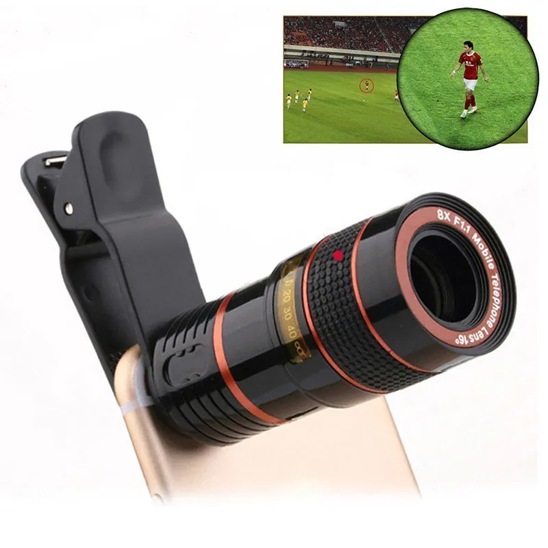 Télescope optique à Zoom 8x pour téléphone Portable, objectif et Clip pour iPhone, Samsung, HTC, Huawei, LG, Sony, Etc3343999