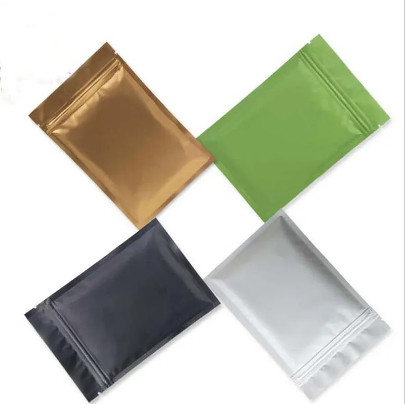 Goud / groen / zwart / wit kleur metallic mylar bags platte bodem zwart aluminium folie kleine plastic rits zakken / 