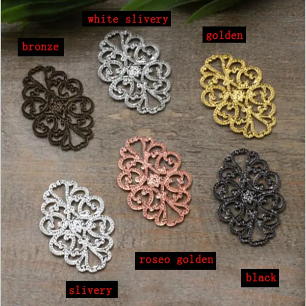 Contas de 22*32mm para joias, faça você mesmo, pulseira, colar, brinco, broches, pingentes, anéis, scrapbook, rebite, acessórios de cabelo, preto/dourado/prateado