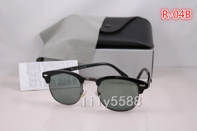 Högkvalitativt glasmaterial Lens Fashion Solglasögon för män och kvinnor UV400 Sport vintage solglasögon med Box9030893