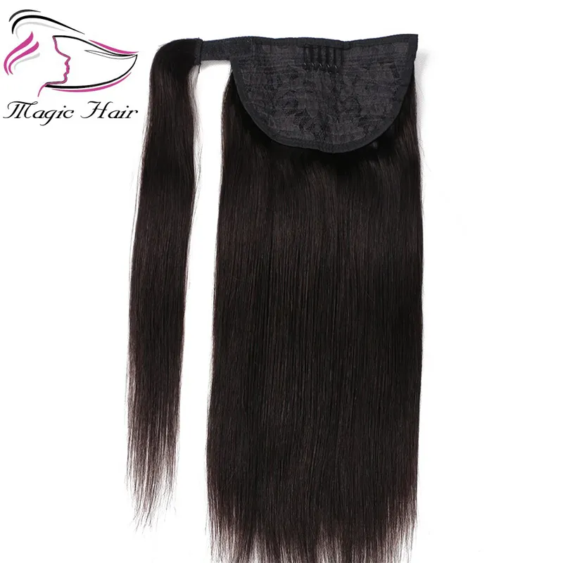 Evermagic Ponytail Human Hair Remy Straight European Ponytail Hairstyle 100g 100% Natural Hair Clip in Extensions