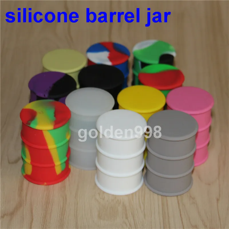 boxes silicone oil barrel containers jars dab wax vaporizer rubber drum shape container 26ml large silicon dry herb dabber tool FD4277519