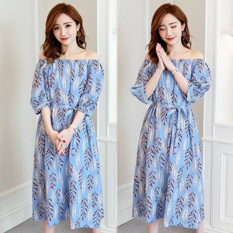 Floral Print Ties Waist Maternity Long Dress Summer Korean Fashion Clothes for Pregnant Women Loose Pregnancy Clothing