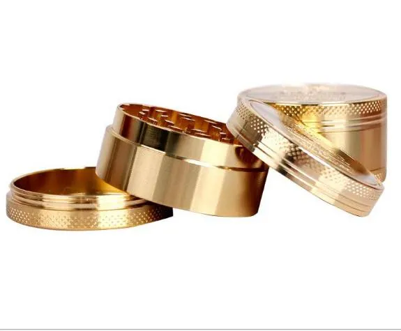 Zinc Alloy Gold-Imitating 3-Layer Gravering Cigarette Grinder 50mm kvarn