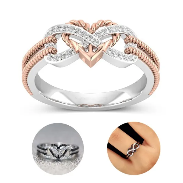 2018 moda Yeni Gümüş Infinity Kalp Şekli Promise Ring Çift Yüzük Basit Hollow Charm Takı