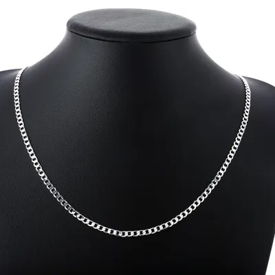 Hurtownie 925 Sterling Solid Silver Łańcuchy Naszyjnik 4 mm 8-30inch Mężczyźni Moda Naszyjniki Biżuteria Mężczyzna Długie Steel Neckles Chn132