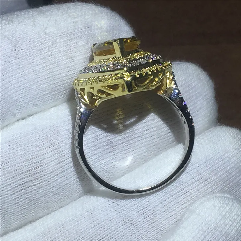 雄大な感覚贅沢な水滴リングナシカット6ct 5aジルコンCZホワイトゴールド充填婚約の結婚式のバンドリング