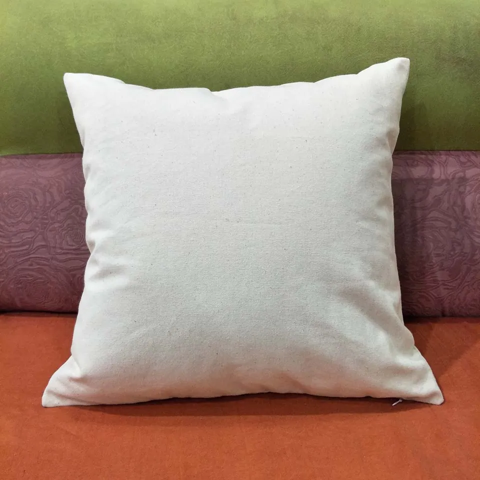 12oz thick plain natural cotton canvas pillow case natural light ivory blank pillow cover 18*18in pillow cover with hidden zip