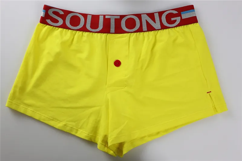Sexy Men's Underwear Fashion Men Boxer Shorts Slim Soild Color Button Underpants Casuals Home Cotton Cueca Boxer Underwear Co280O