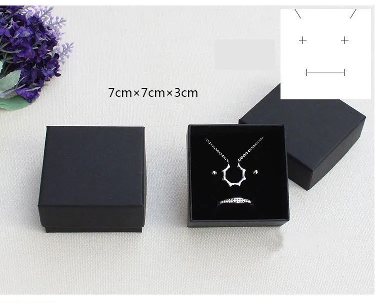 Jewelry Gift lBoxes Kraft Ring Earrings Gift Box Sponge Filled Black Color, Cardboard Decorative Boxes, 2.76 x 2.76 x 1.18 inches