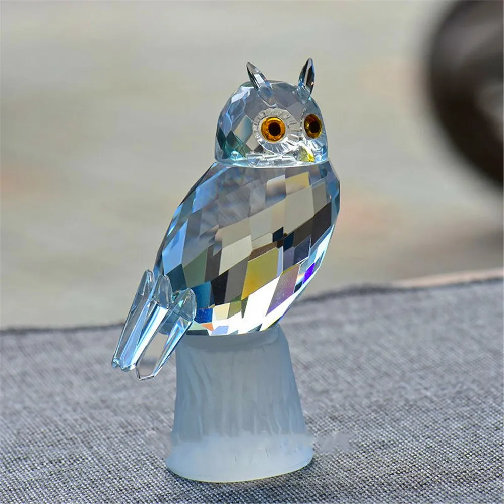 X'mas Gifts Crystal Owl Figurines Paperweight Craft Art Toy & Collection Car Ornaments Souvenir Home Wedding Decor