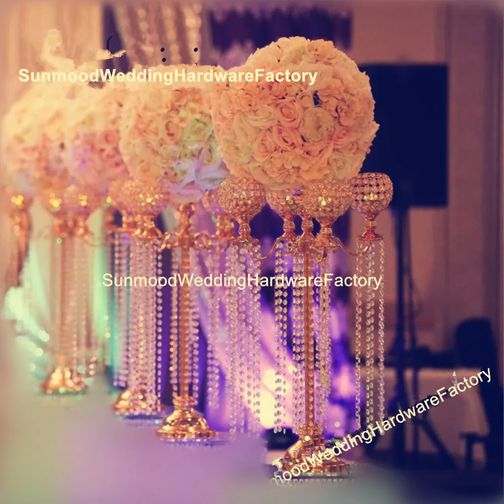 زفاف جميل الحدث الديكور الذهب mandap الممشى زهرة الكريستال شمعة الكريستال الممر حامل