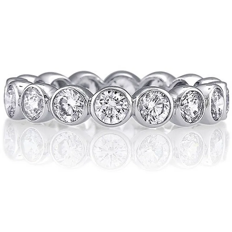 Vecalon Fashion Feminino Casamento Bandas Anel 925 Sterling Silver 3mm 5A Zircon Sona CZ Anéis de Noivado para Mulheres Jóias Dedo