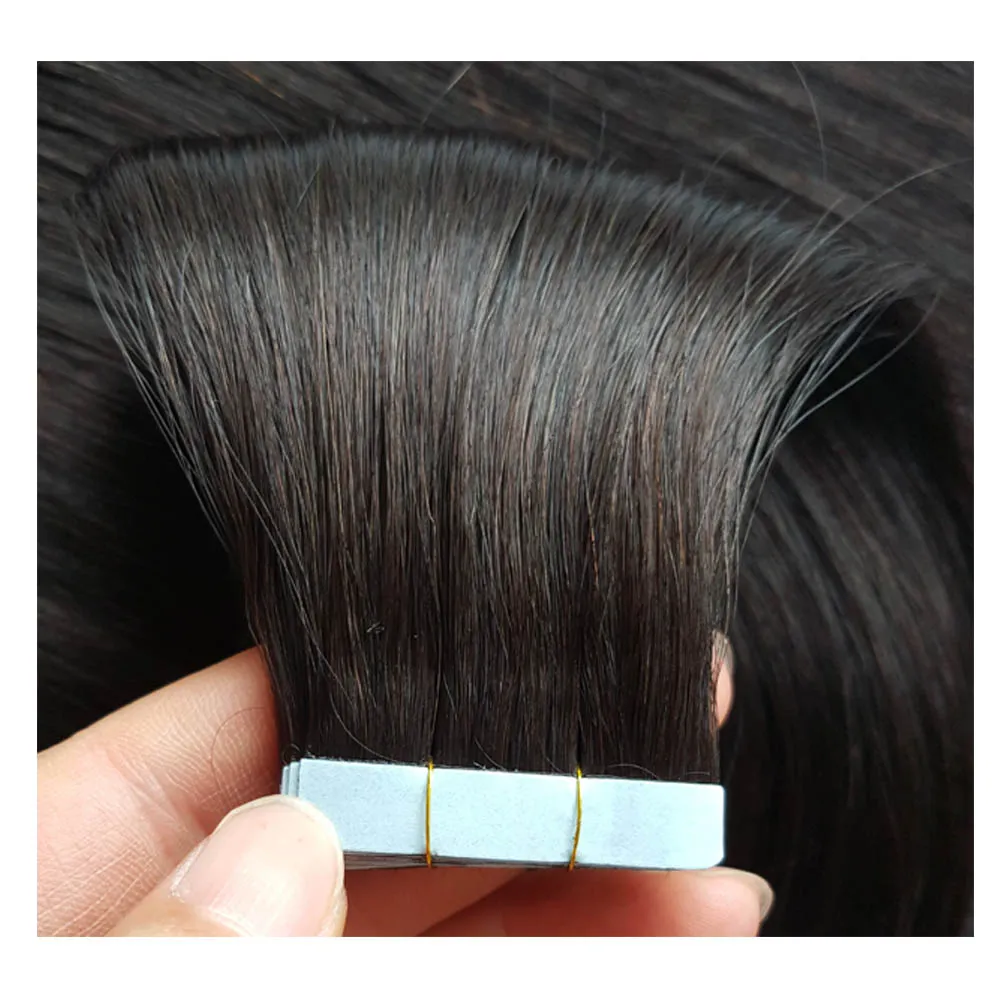 Full Shine Tape In Hair Extensions Natural Color Luxury Russian Remy ...