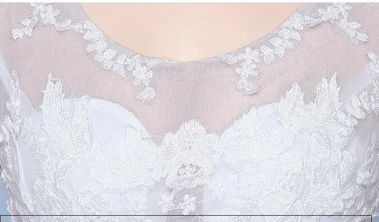 Nouveau Style Sexy Dos Nu Illusion Broderie robe de mariée 2018 Dentelle Aqqliques Trois Quarts Manches robe de noiva Plue Taille