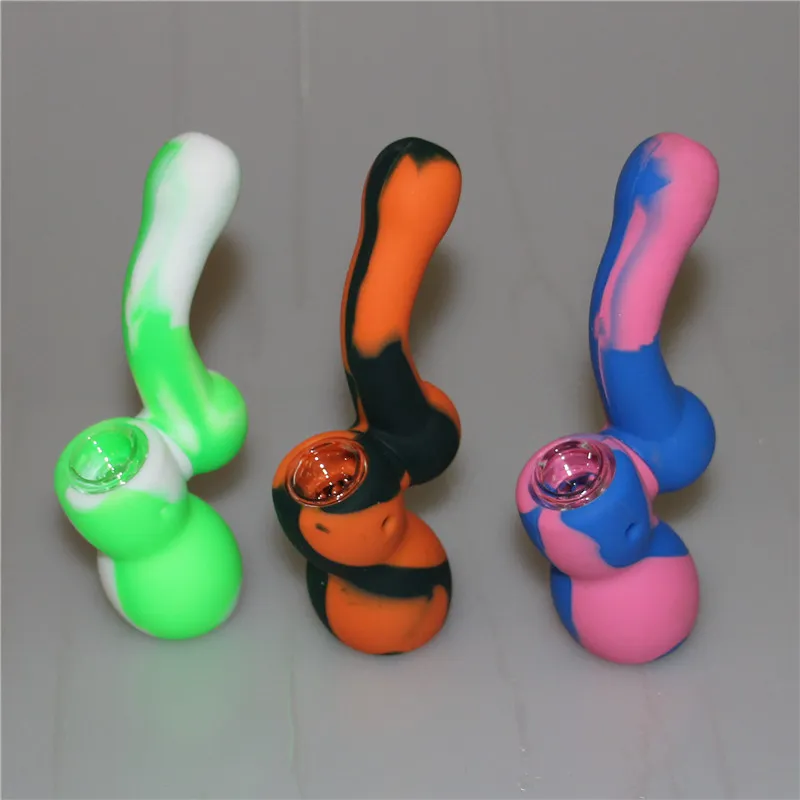 Silicone Tobacco smoking pipe Hand Spoon Pipes Hookah Bongs multiColors Portable Shisha Pipes DHL