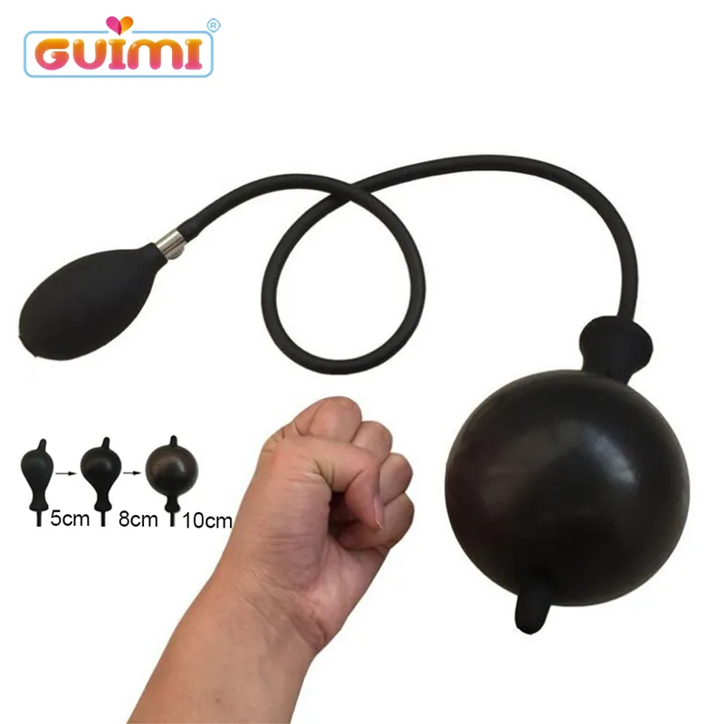GUIMI Silicone Sexy Inflatable Pump Anal Plug Anal Dilator Expander Butt Plug Tail Anus Masturbator Sex Toys For Adults Gay Men Y1892803