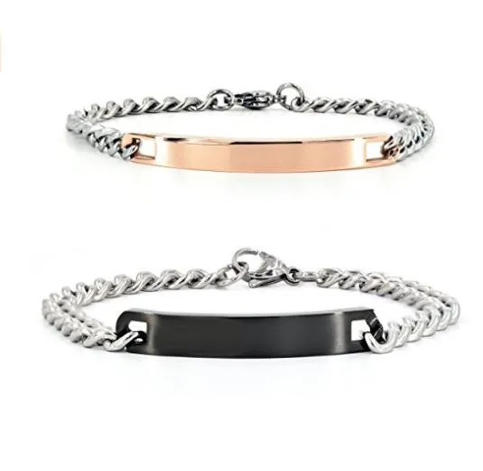 Kundenspezifische personalisierte einfache Mode Liebhaber Hand Ring 316 Edelstahl gravierte Armbänder Männer und Frauen Modeschmuck