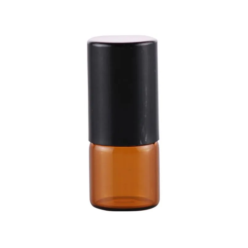 Vacío Mini 2 ml Rollo ámbar en botellas de vidrio Aceite esencial Botella de perfume líquido con bola de rodillo de metal LX2394