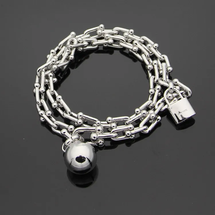 Wholesale trade of titanium bracelet T hot steel ball lockdouble letter bracelet with 18K Gold Bracelet Ms.5725904