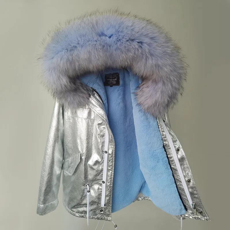 Whort veste d'hiver femmes Parka Natura réel argent manteau col capuche épais chaud Parkas décontracté détachable 3 en 1 vêtements d'extérieur