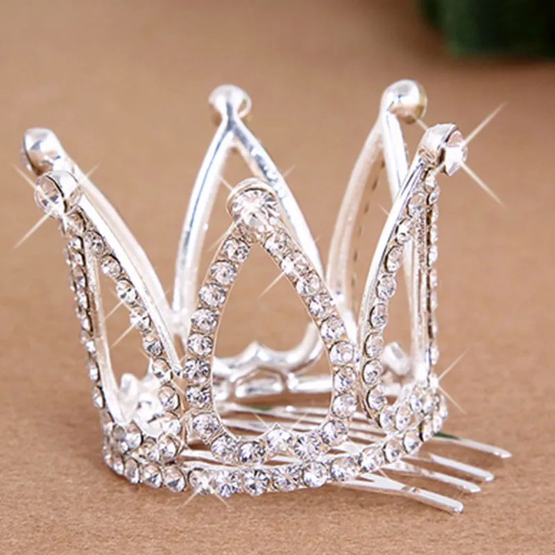 New Hot Mini Girls Rhinestone Crown Bridal Tiara Hair Comb Pin For Wedding Party free shipping