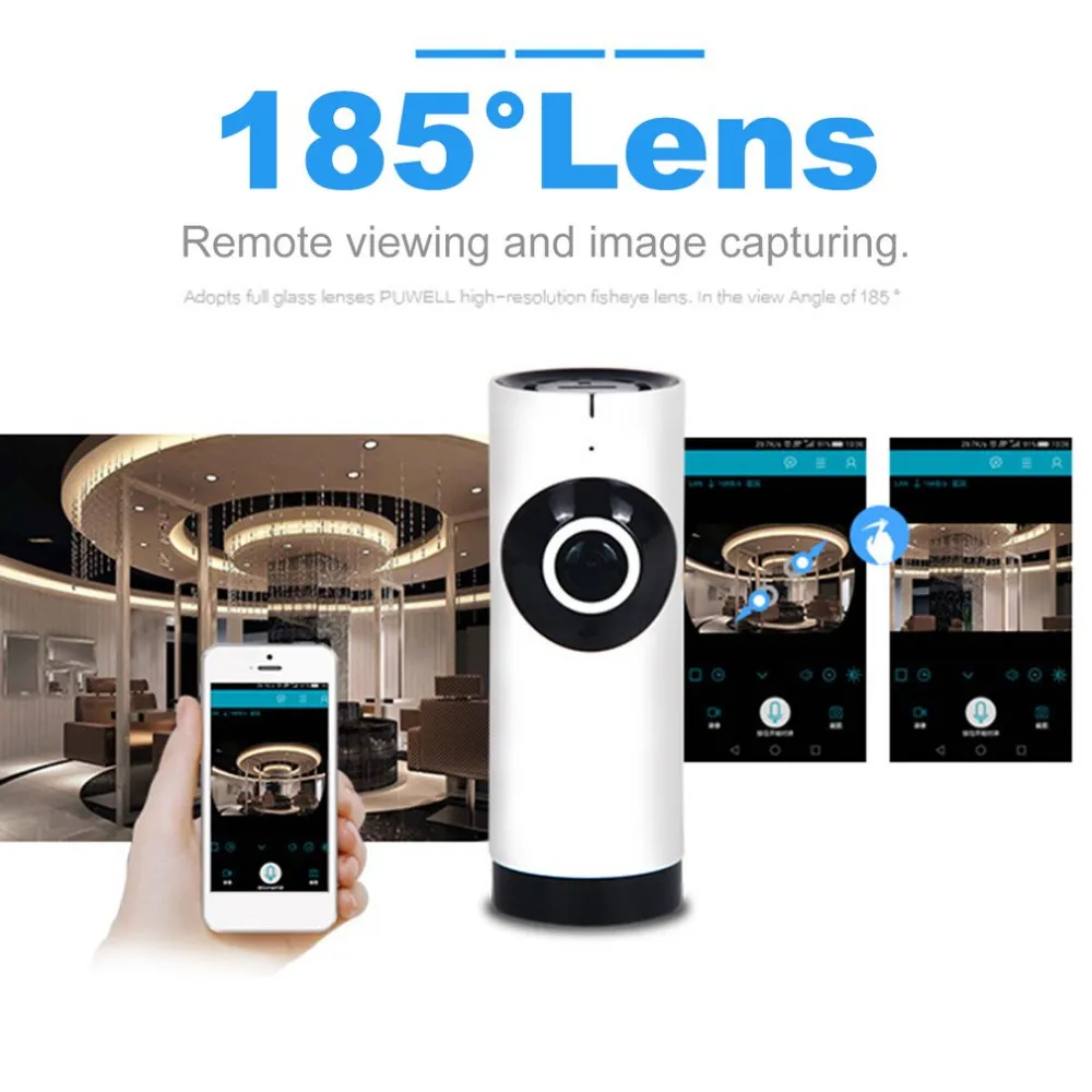 Freeshipping 180 درجة مصغرة wifi cctv الأمن كاميرا hd 720 وعاء مراقبة مراقبة الأمن الرئيسية كاميرا IP IR للرؤية الليلية