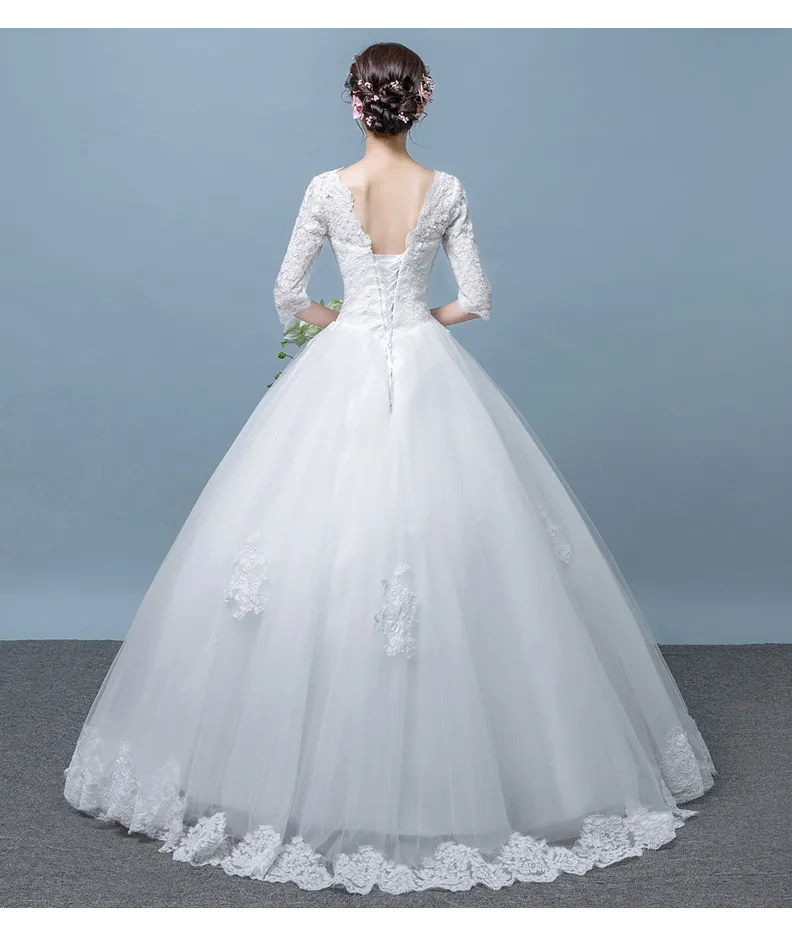 Real Photo Vintage Lace Up Ball Suknie Ślubne 2018 Dostosowany Plus Size Bridal Suknie Ślubne Darmowa Wysyłka