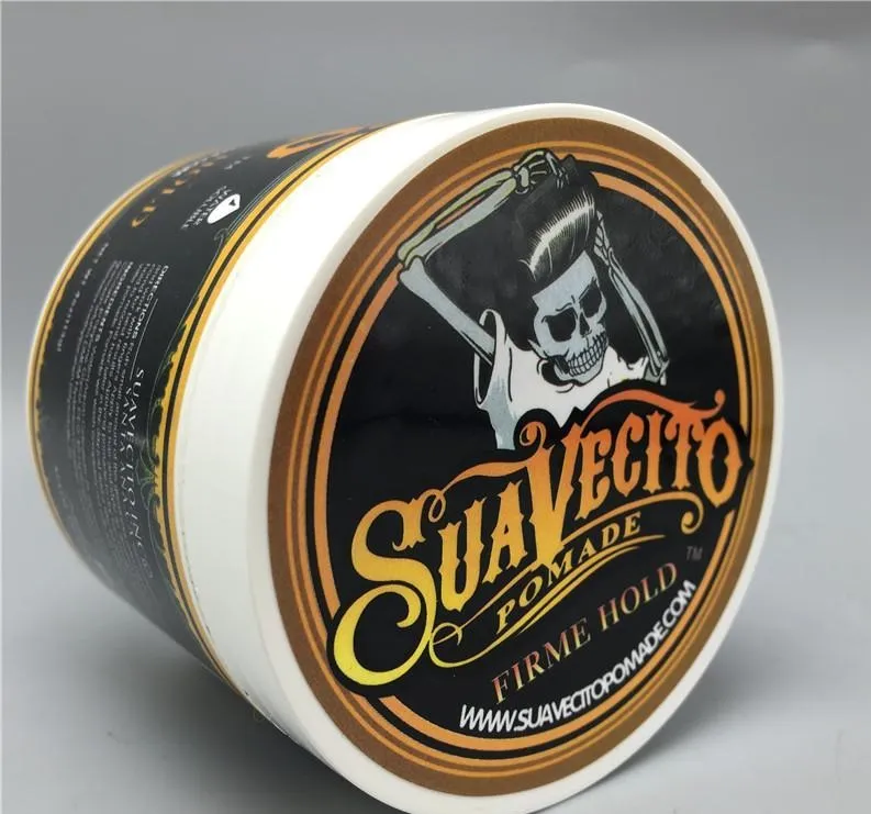 Suavecito Pomade Gel 4oz 113g 고대 방식을 복원하는 강력한 스타일은 큰 해골 머리 Slicked Back Hair Oil Wax Mud입니다.