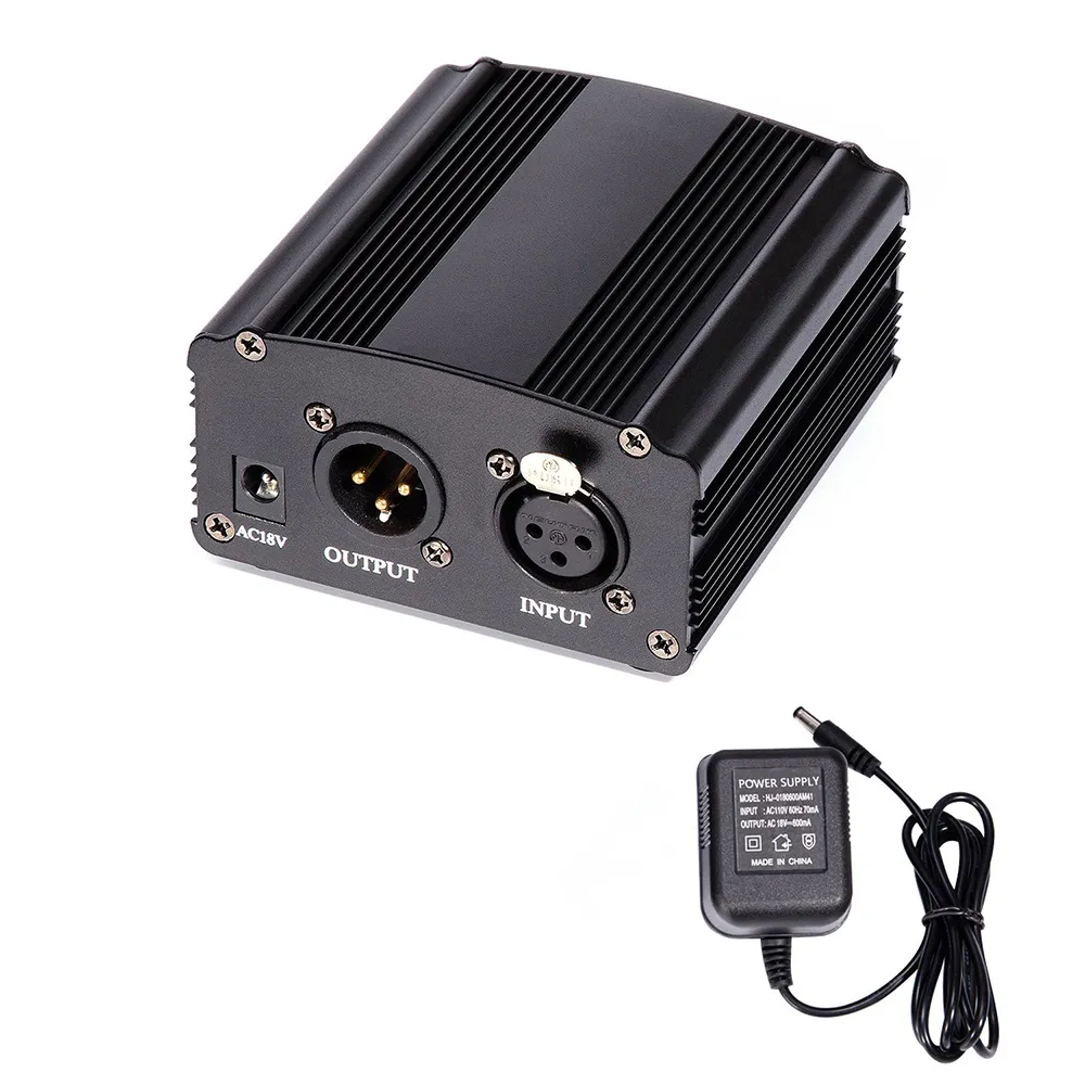 Frete Grátis 48V DC Phantom Power Fonte para Condensador Computador Vocal Gravação Microfone Studio Radiodifusão