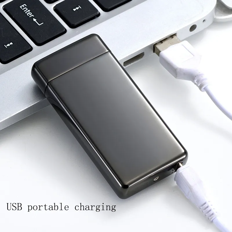 Новая мода и продажа USB электрический двойной дуги металлический беспламенный фонарик перезаряжаемая ветрозащитная зажигалка 5554502