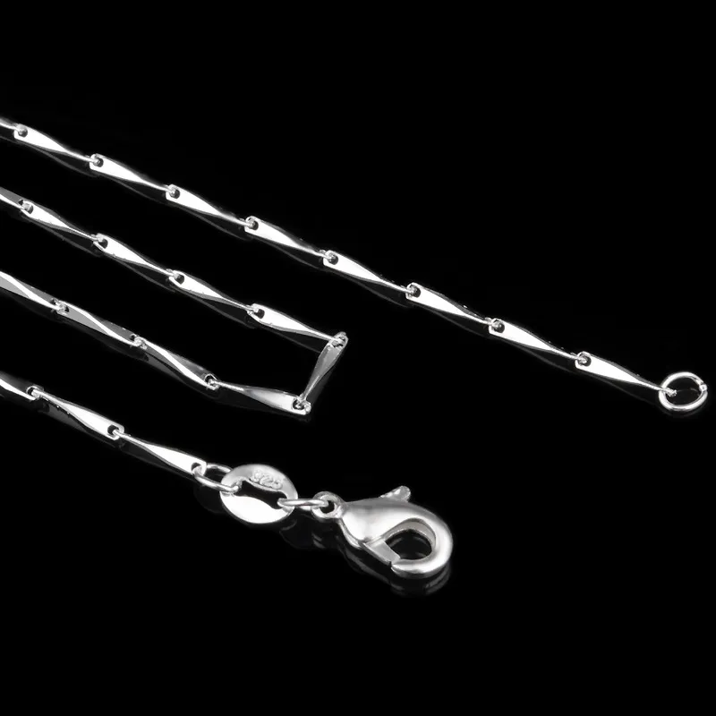 Fri frakt 16--24Inch silverpläterad halsband 10st 1mm kort krage ben halsband halsband 925 stämplat för kvinnor och män mode smycken
