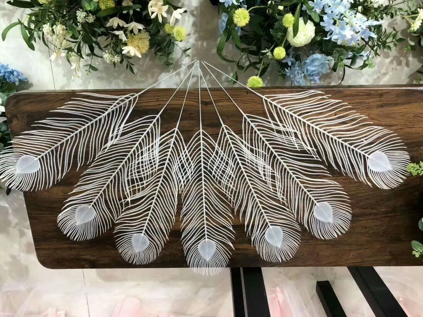 Mooie Plastic Peacock Feather Imitatie Witte Fazant Veren Kerst vakantie bruiloft party Home Vaas decoratie 50pcs / lot