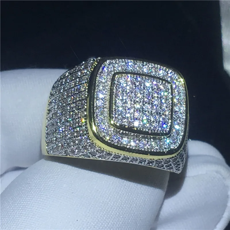Красивое мужское кольцо в стиле хип-хоп, 274 шт., желтое золото 5A, серебро 925 пробы, обручальное кольцо для мужчин, ювелирные изделия для вечеринок223a