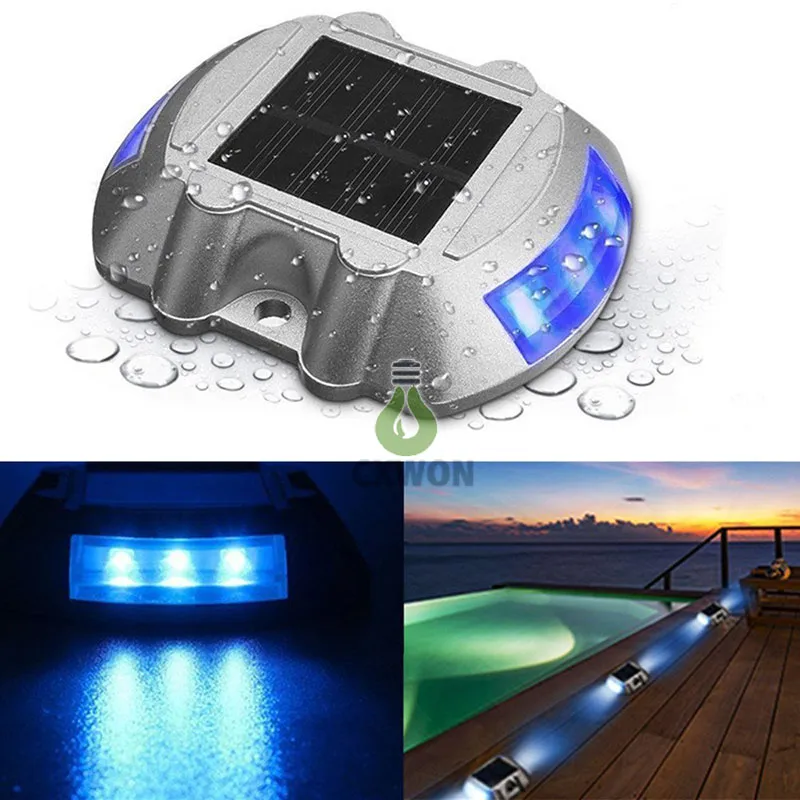 Sollampor Outdoor Dock Lights Led Path Warning Step Light Road Lång Servicetime Vattentät Wireless för uppfarts gångväg