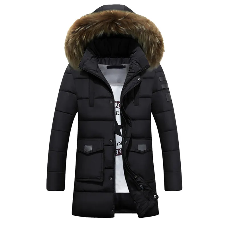 2018 Hiver Épais Chaud Hommes Long Rembourré Veste À Capuche Puffer Manteau Réel Col De Fourrure Parka Homme 3XL 4XL Plus La Taille Chaquetas Hombre