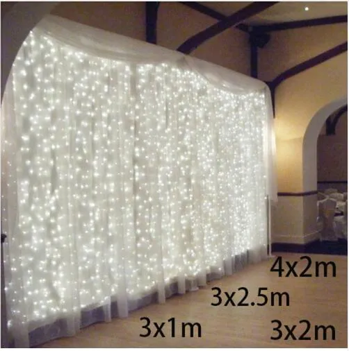 3x1 / 3x2 / 4x2m LED icicle string luzes Natal luzes de fadas Garland casa ao ar livre para casamento / festa / cortina / decoração de jardim