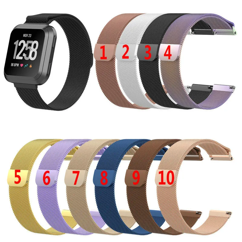 Substituição Wrist Band Milanese loop Strap Para Fitbit Versa / Versa 2 Stainless Steel Watch Band Magnetic Bracelet Bloqueio