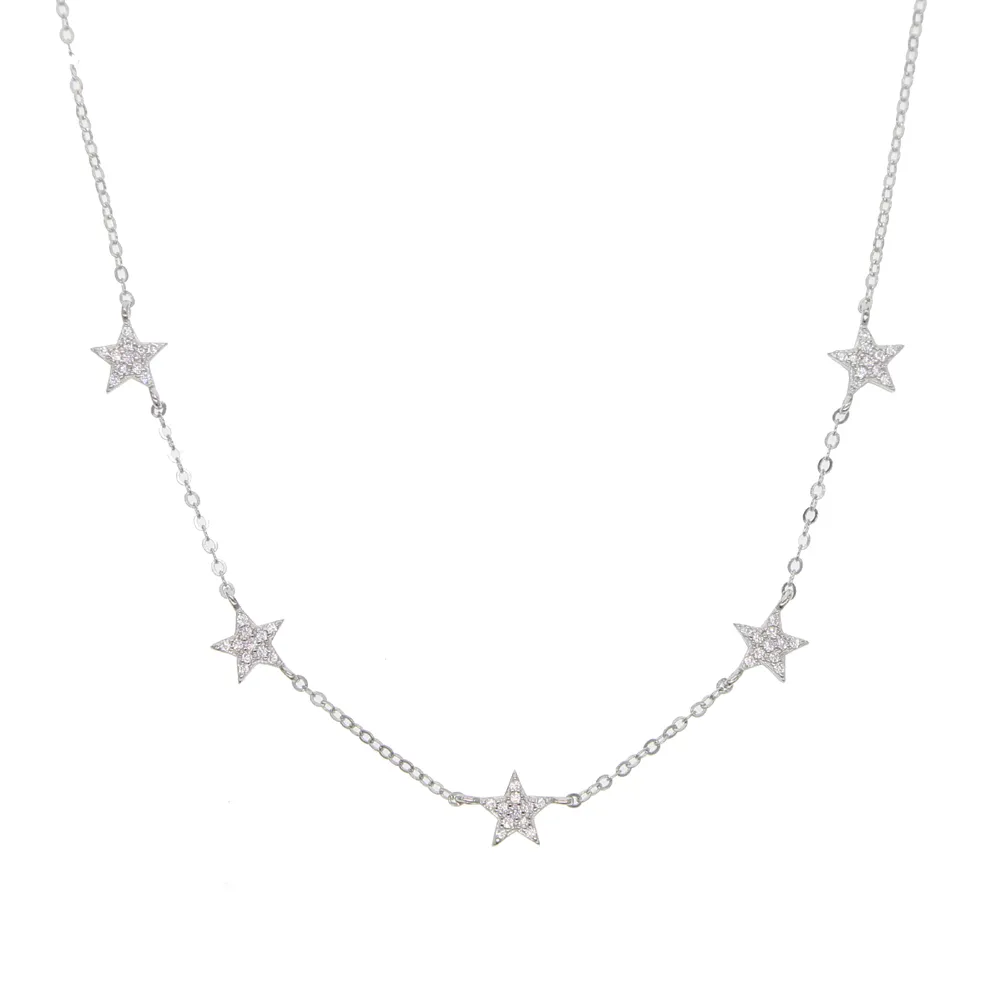 Collana a stella in argento sterling 925 con micro pavé di cz, simpatico e adorabile ciondolo a stella, delicato e minimale, con catena in argento fine e collane affascinanti