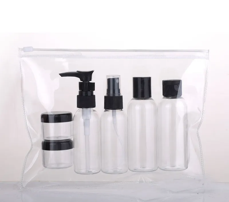 10 en 1 productos de cuidado personal botellas de cosméticos frascos kit de botellas de viaje con bolsa impermeable, kit de viaje pequeño